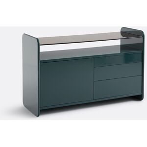 LA REDOUTE INTERIEURS Credenza laccata con piano in vetro temprato fumé, 1 anta e 3 cassetti, ERICSON LA REDOUTE INTERIEURS Credenza laccata con piano in vetro temprato fumé, 1 anta e 3 cassetti, ERICSON
