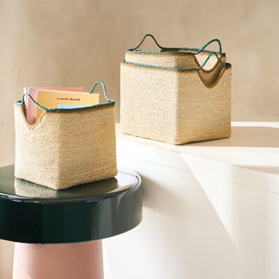 LA REDOUTE INTERIEURS Set di 3 cestini con bordi e sbieco colorati, KOTUM LA REDOUTE INTERIEURS Set di 3 cestini con bordi e sbieco colorati, KOTUM