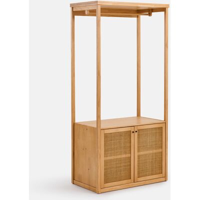 LA REDOUTE INTERIEURS Modulo guardaroba, 1 appendiabiti a giorno, 2 ante, pino massiccio e canna, GABIN LA REDOUTE INTERIEURS Modulo guardaroba, 1 appendiabiti a giorno, 2 ante, pino massiccio e canna, GABIN