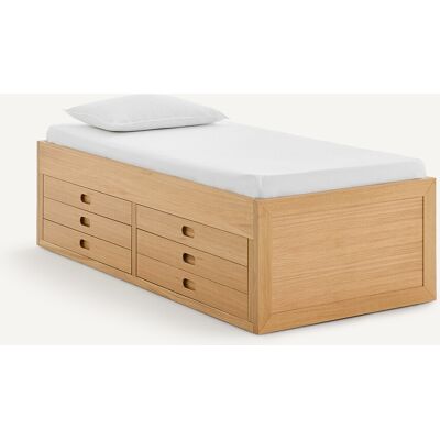 AM.PM Letto a piattaforma con 4 cassetti in rovere impiallacciato, OCTAVO AM.PM Letto a piattaforma con 4 cassetti in rovere impiallacciato, OCTAVO