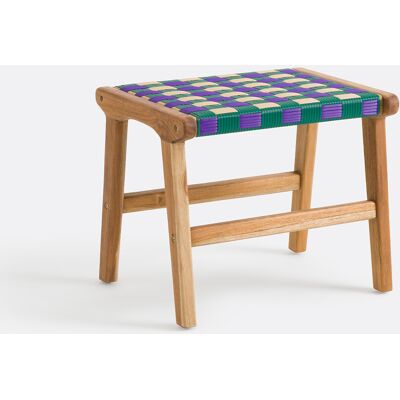 LA REDOUTE INTERIEURS Sgabello in teak massiccio e resina intrecciata, Bianca LA REDOUTE INTERIEURS Sgabello in teak massiccio e resina intrecciata, Bianca