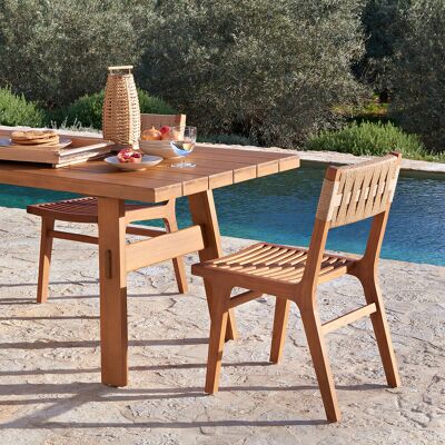 AM.PM Set di 2 sedie da giardino in teak massiccio e vimini, LOUISE AM.PM Set di 2 sedie da giardino in teak massiccio e vimini, LOUISE