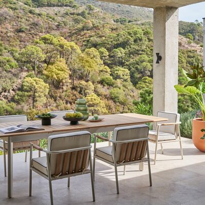 AM.PM Tavolo da giardino allungabile, alluminio e teak, Isabbo AM.PM Tavolo da giardino allungabile, alluminio e teak, Isabbo