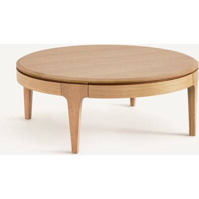 AM.PM Tavolino rotondo, rovere massiccio e impiallacciato, 2 cassetti, SANARA AM.PM Tavolino rotondo, rovere massiccio e impiallacciato, 2 cassetti, SANARA