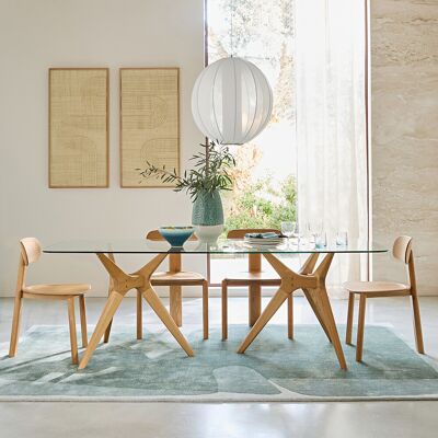 Tavolo rettangolare vetro/rovere Maricielo - Tavolo da pranzo Tavolo rettangolare vetro/rovere Maricielo - Tavolo da pranzo