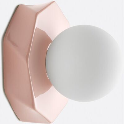 LA REDOUTE INTERIEURS Applique o plafoniera, sfaccettata, in ceramica e vetro opalino, HOLI LA REDOUTE INTERIEURS Applique o plafoniera, sfaccettata, in ceramica e vetro opalino, HOLI