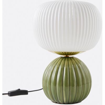 LA REDOUTE INTERIEURS Lampada da tavolo in ceramica e vetro rigato, IZIA LA REDOUTE INTERIEURS Lampada da tavolo in ceramica e vetro rigato, IZIA