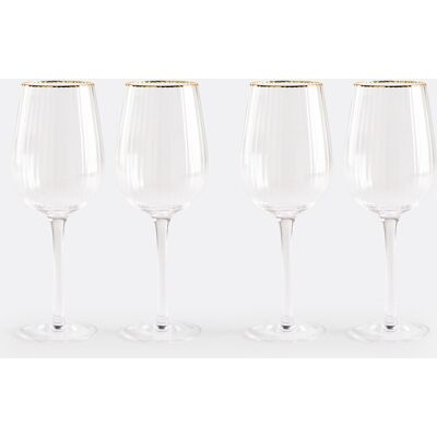 LA REDOUTE INTERIEURS Set di 4 Bicchieri da Vino - Striato, Bordo Dorato LA REDOUTE INTERIEURS Set di 4 Bicchieri da Vino - Striato, Bordo Dorato