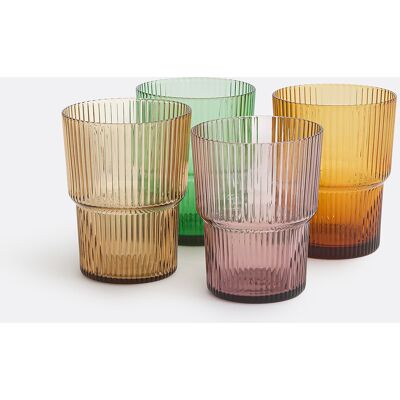 LA REDOUTE INTERIEURS Set di 4 bicchieri da acqua rigati multicolore, ASTRI LA REDOUTE INTERIEURS Set di 4 bicchieri da acqua rigati multicolore, ASTRI