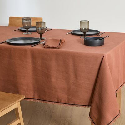 LA REDOUTE INTERIEURS Tovaglia Menorca in lino e cotone - Marrone con frange LA REDOUTE INTERIEURS Tovaglia Menorca in lino e cotone - Marrone con frange