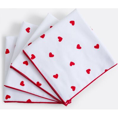 LA REDOUTE INTERIEURS Confezione da 4 tovaglioli in cotone, stampa cuori, SCACCO LA REDOUTE INTERIEURS Confezione da 4 tovaglioli in cotone, stampa cuori, SCACCO
