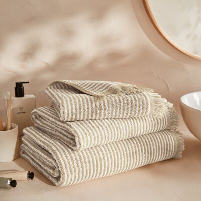 LA REDOUTE INTERIEURS Asciugamano a righe beige - Asciugamano LA REDOUTE INTERIEURS Asciugamano a righe beige - Asciugamano
