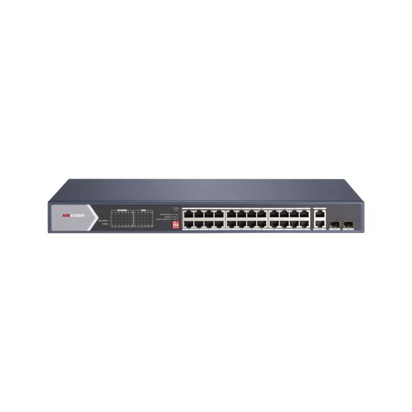hikvision switch ds-3e0528hp-e.pro series 28 porte unmanaged 24gbps poe 370w+2 uplink gbps+2 sfp gb