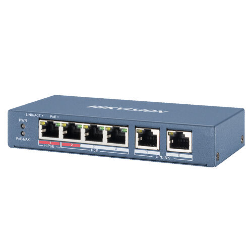 HIKVISION Switch DS-3E0106HP-E.Pro Series 6 porte unmanaged 4 Mbps PoE 60W +2 uplink Mbps