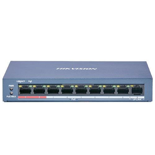 HIKVISION Switch DS-3E0109P-E/M. Value Series 9 porte unmanaged 8 Mbps PoE 60W + 1 uplink Mbps