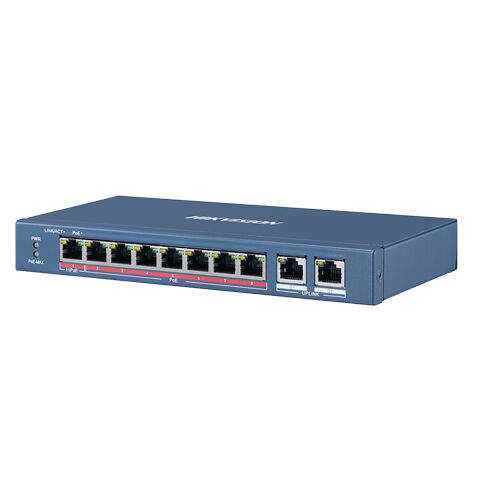 HIKVISION Switch DS-3E0310HP-E. Pro Series 10 porte unmanaged 8 Mbps PoE 110W + 2 uplink Gbps