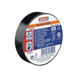 TESA 53988 Nastro isolante professionale in PVC per applicazione elettriche Nero 20mt x 19 mm