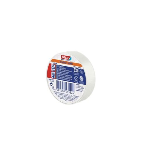 TESA 53988 Nastro isolante professionale in PVC per applicazione elettriche Bianco 20mt x 19 mm