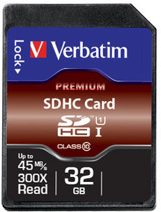 VERBATIM Premium U1 SDHC 32GB* Memory Card. 43963