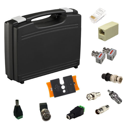 ICECCTV CONNETTORI KIT BNCAP. Kit valigetta con connettori BNC, connettori RJ45, video balun e spelacavo
