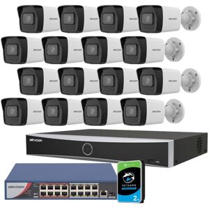 KIT-HIKVISION Hikvision HIK164-2TB.Value Series Kit con Nvr 16 canali 16 bullet 4mpx switch poe HDD 2TB