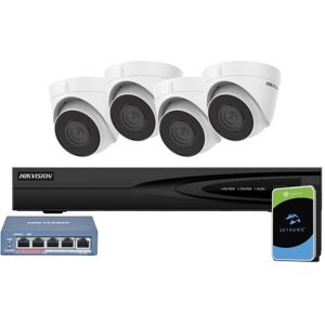 KIT-HIKVISION Hikvision KIT-1343.Value Series Kit con Nvr 4k 4 canali 4 turret dome 4mpx switch poe HDD 1TB