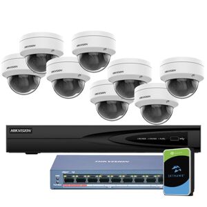 KIT-HIKVISION Hikvision KIT-HIK082DOME.Value Series Kit con Nvr 4k 8 canali 8 dome 2mpx switch poe HDD 1TB