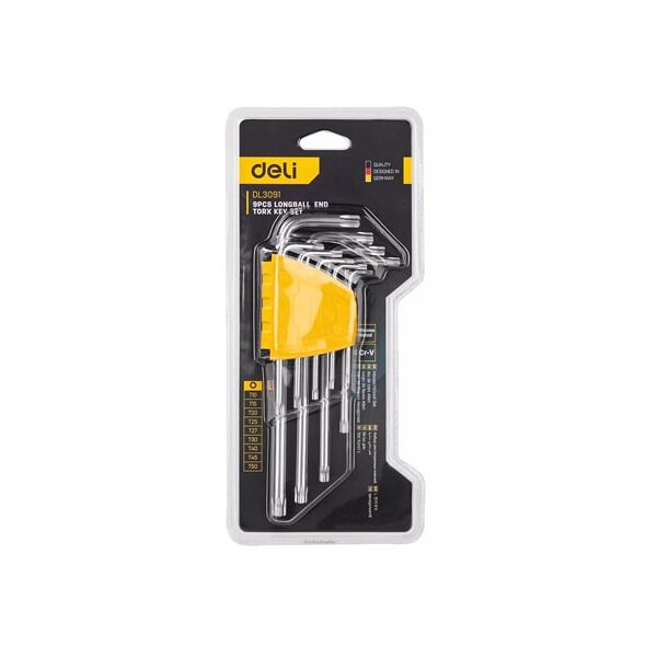 deli tools edl3091. set di chiavi esagonali trox 9pezzi misura da t10 a t50