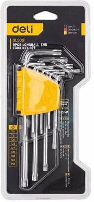 DELI Tools EDL3091. Set di chiavi esagonali Trox 9pezzi misura da T10 a T50