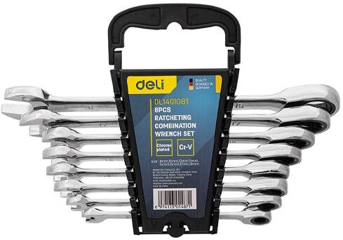 DELI Tools EDL140108T. Set di 8 chiavi a cricchetto a doppio uso