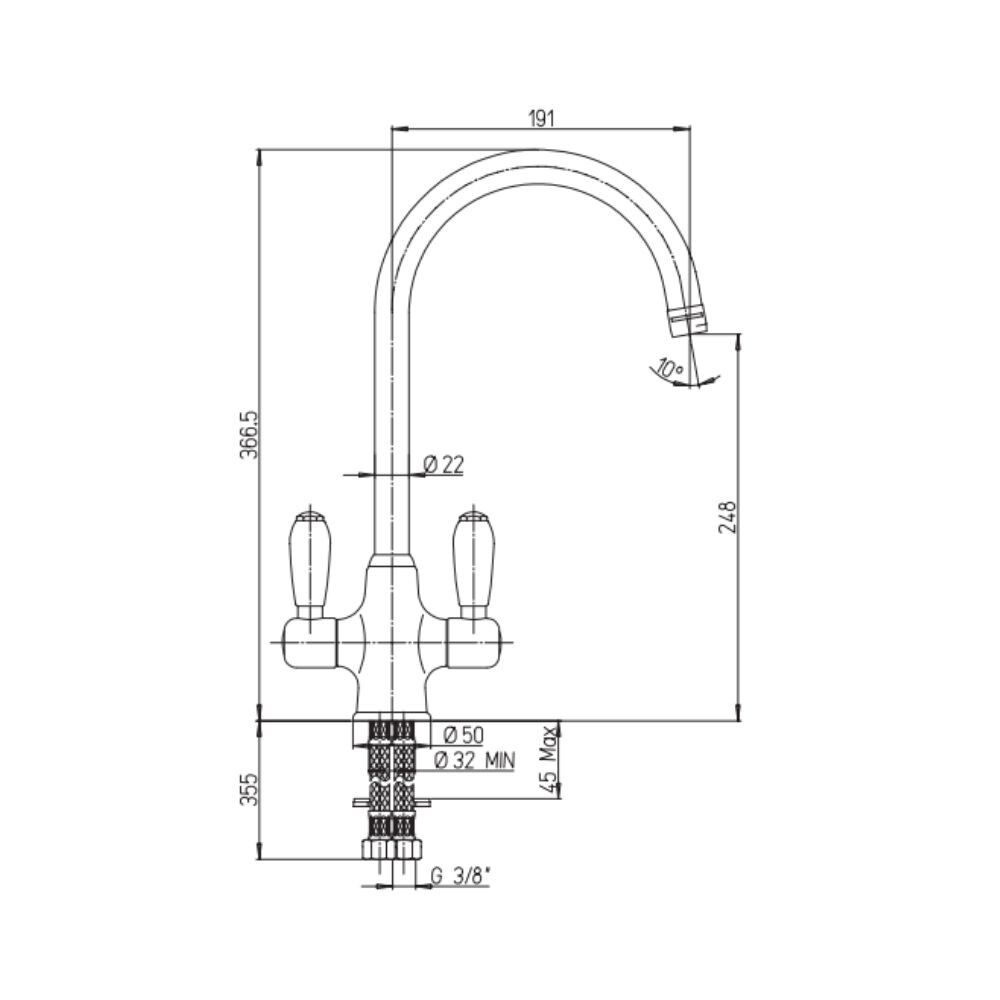 Miscelatore da cucina satinato con comandi in ceramica Paini 84CN544