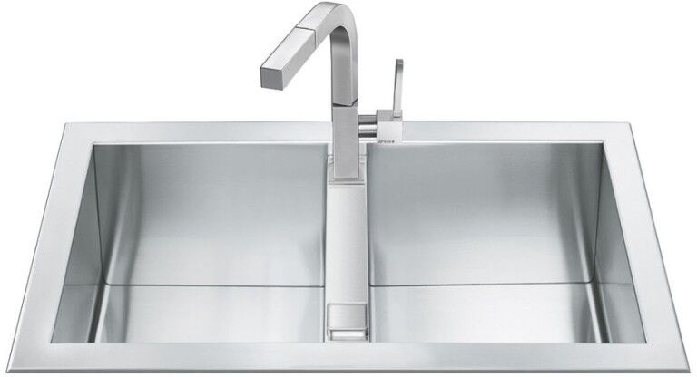 Lavello incasso filotop 2 vasche 86x50 cm colore inox - Smeg LQR862-2