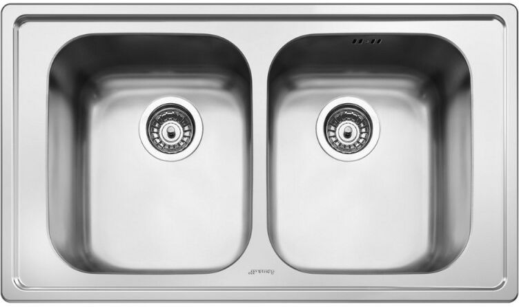 Lavello incasso 2 vasche 86x50 cm inox spazzolato - Smeg LP8622