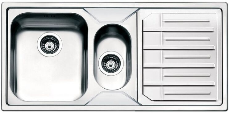 Lavello incasso semifilo 2 vasche e gocciolatoio destro 100x50 - Smeg LP102D2