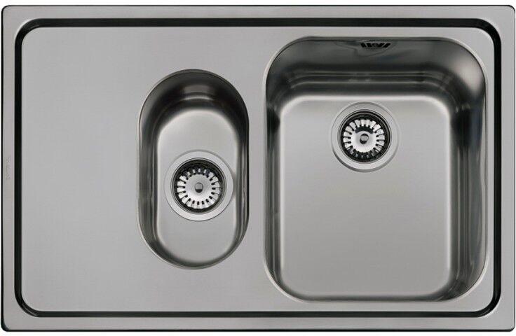 Lavello incasso 2 vasche e gocciolatoio sinistro acciaio inox nero 79x50 cm - Smeg SP7915SN