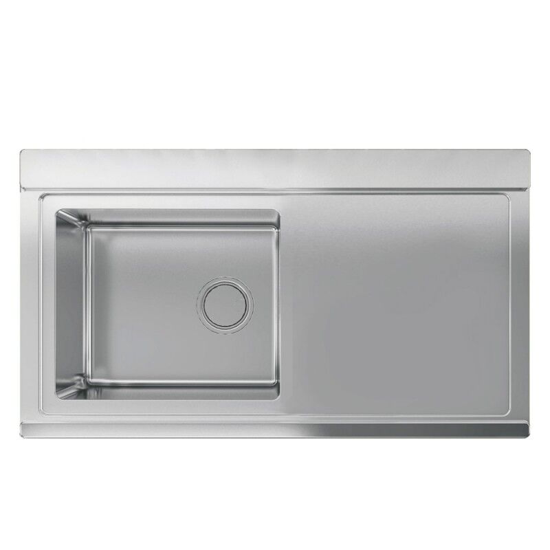 Lavello incasso 1 vasca e gocciolatoio destro 90x50 inox spazzolato - Smeg LRX901D