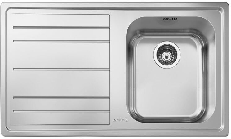 Lavello incasso 1 vasca e gocciolatoio sinistro inox spazzolato 86x50 - Smeg LE861S2