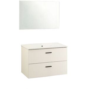 Toscohome Mobile bagno sospeso 80 cm con lavabo e specchio colore bianco - Lario