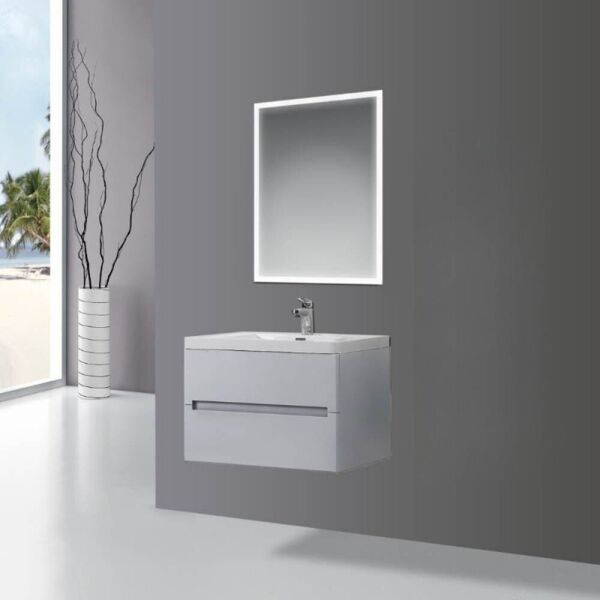 toscohome mobile bagno sospeso 90cm colore grigio chiaro con lavabo - varano