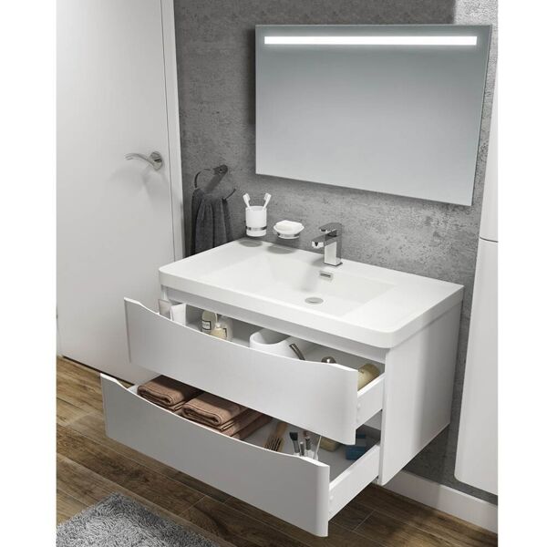 toscohome mobile bagno sospeso 90 cm colore bianco lucido - lesina