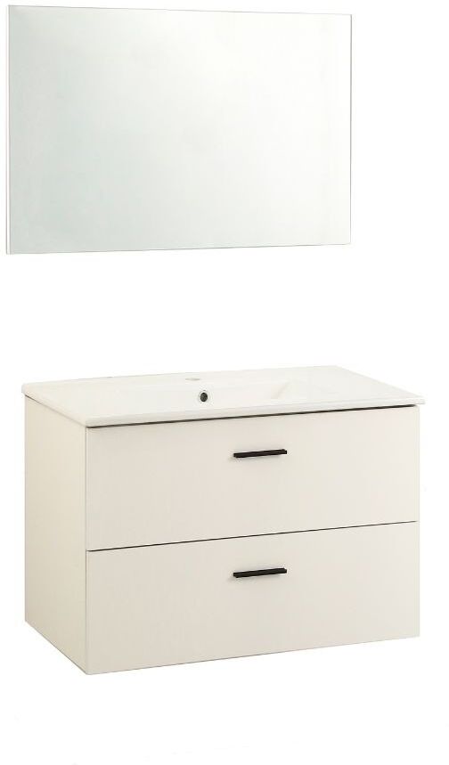 toscohome mobile bagno sospeso 80 cm con lavabo e specchio colore bianco - lario