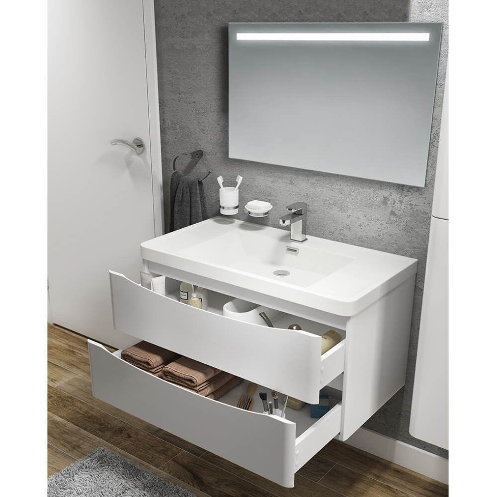 toscohome mobile bagno sospeso 90 cm colore bianco lucido - lesina