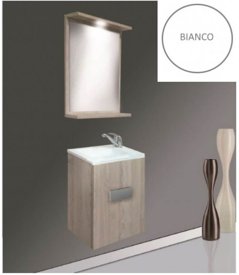 Toscohome Mobile bagno sospeso 65cm in legno colore bianco con specchio - Charlie