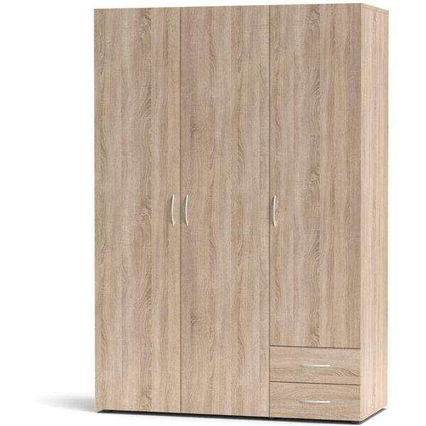 toscohome armadio 120x177h cm in legno con tre ante e due cassetti colore rovere sonoma - seba