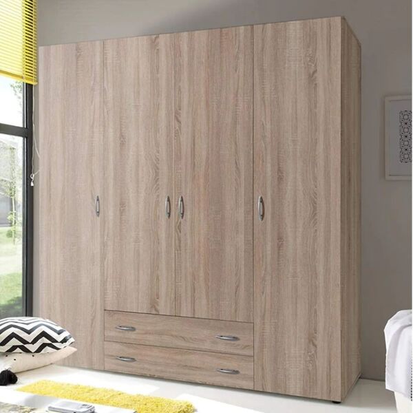 toscohome armadio 160x177h cm con quattro ante e due cassetti colore rovere sonoma - seba