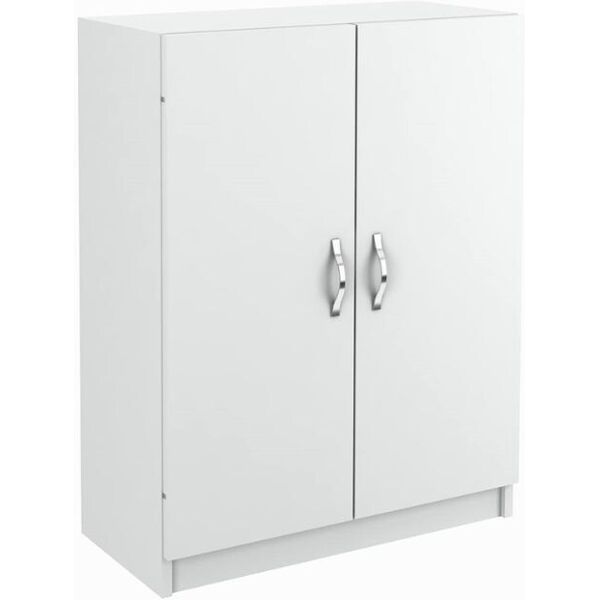 toscohome mobile multiuso 70x90 cm in legno con due ante e ripiani colore bianco