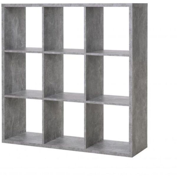 toscohome libreria divisorio 107x107h cm in legno con 9 cubi colore beton - max9