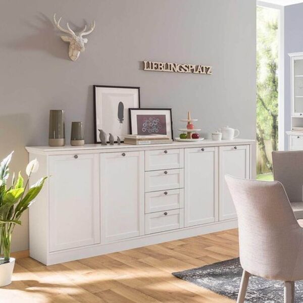 toscohome credenza 200x90h cm con cassetti e ripiani colore bianco opaco - landwood 52