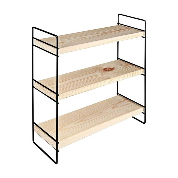 toscohome scaffale 40x40 cm con tre ripiani colore legno e struttura metallo nero - hobby