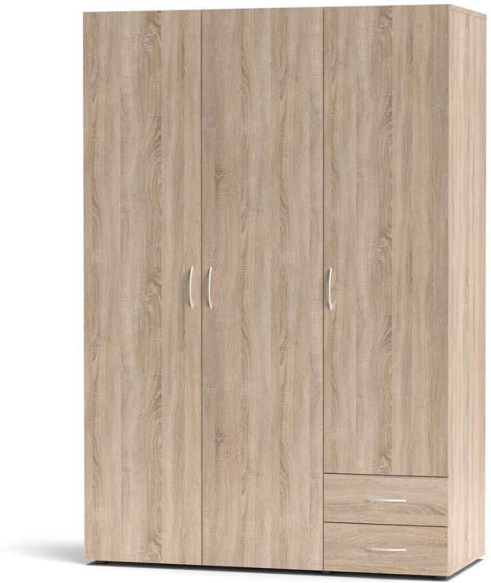 toscohome armadio 120x177h cm in legno con tre ante e due cassetti colore rovere sonoma - seba